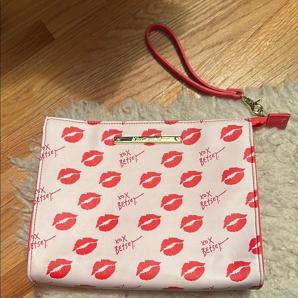 Betsey Johnson Pink Lip Print Clutch